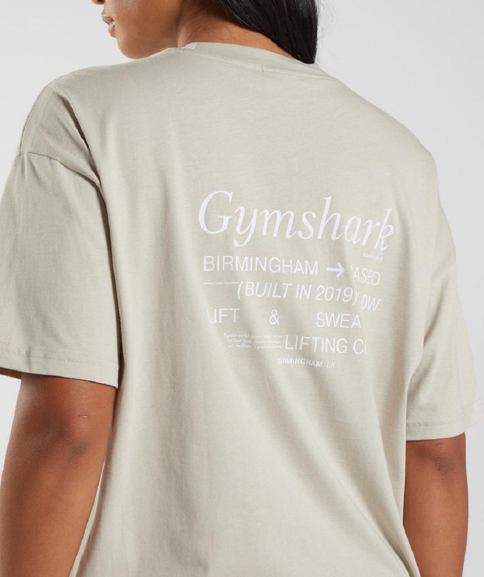 T Shirts Gymshark Social Club Oversized Mujer Gris | CO 2237VRW